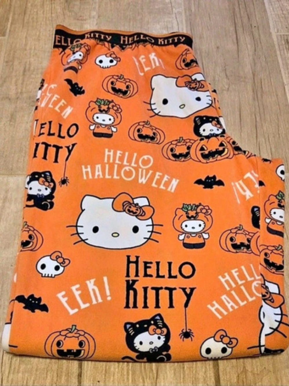 Hello Kitty Halloween Soft Pajama Pants Women XL Orange & Black